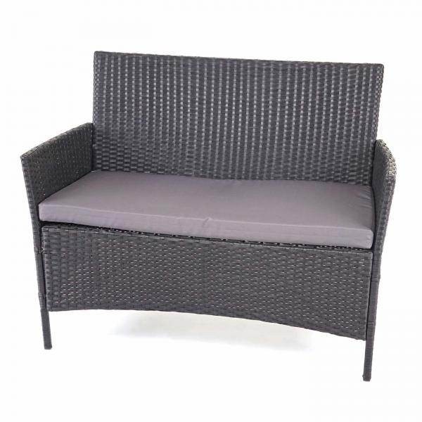 Poly-Rattan Garten-Garnitur HWC-D82, Sitzgruppe Lounge-Set ~ schwarz mit Kissen anthrazit - Palo24