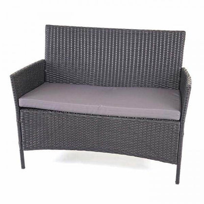 Poly-Rattan Garten-Garnitur HWC-D82, Sitzgruppe Lounge-Set ~ schwarz mit Kissen anthrazit - Palo24