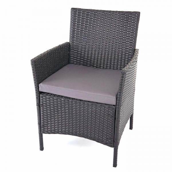 Poly-Rattan Garten-Garnitur HWC-D82, Sitzgruppe Lounge-Set ~ schwarz mit Kissen anthrazit - Palo24