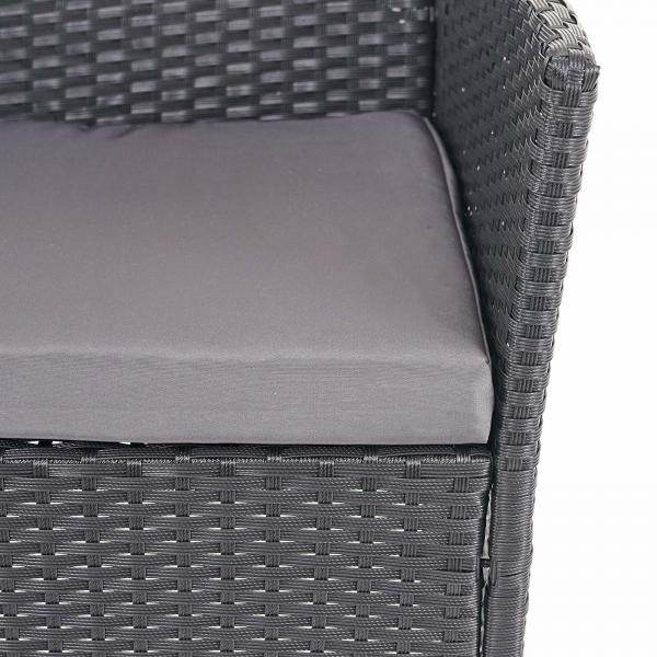 Poly-Rattan Garten-Garnitur HWC-D82, Sitzgruppe Lounge-Set ~ schwarz mit Kissen anthrazit - Palo24