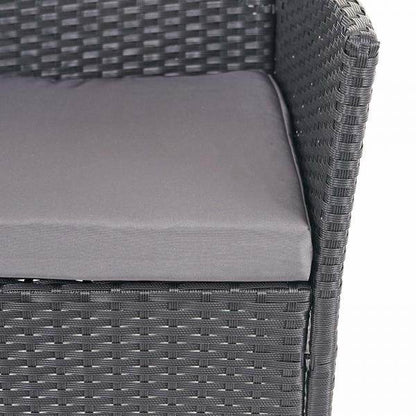 Poly-Rattan Garten-Garnitur HWC-D82, Sitzgruppe Lounge-Set ~ schwarz mit Kissen anthrazit - Palo24