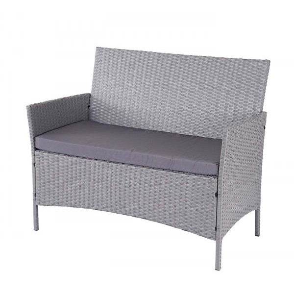 Poly-Rattan Garten-Garnitur HWC-D82, Sitzgruppe Lounge-Set ~ grau mit Kissen anthrazit - Palo24