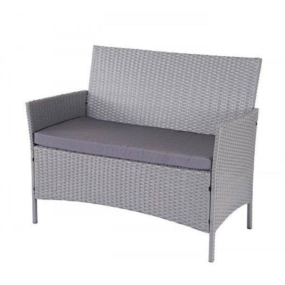 Poly-Rattan Garten-Garnitur HWC-D82, Sitzgruppe Lounge-Set ~ grau mit Kissen anthrazit - Palo24