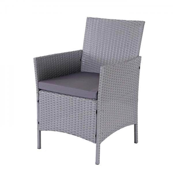 Poly-Rattan Garten-Garnitur HWC-D82, Sitzgruppe Lounge-Set ~ grau mit Kissen anthrazit - Palo24