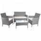 Poly-Rattan Garten-Garnitur HWC-D82, Sitzgruppe Lounge-Set ~ grau mit Kissen creme - Palo24