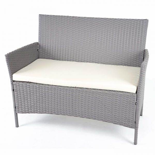 Poly-Rattan Garten-Garnitur HWC-D82, Sitzgruppe Lounge-Set ~ grau mit Kissen creme - Palo24