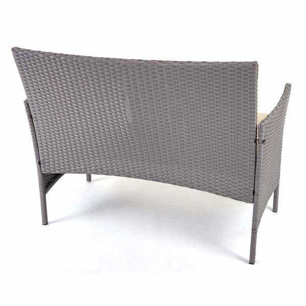 Poly-Rattan Garten-Garnitur HWC-D82, Sitzgruppe Lounge-Set ~ grau mit Kissen creme - Palo24