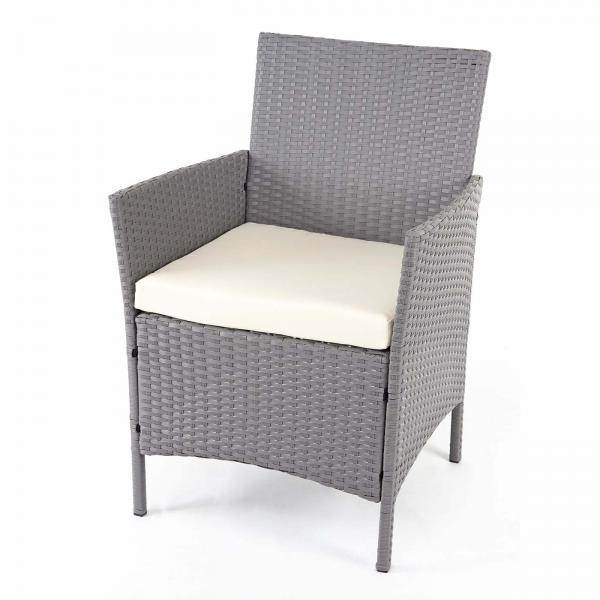Poly-Rattan Garten-Garnitur HWC-D82, Sitzgruppe Lounge-Set ~ grau mit Kissen creme - Palo24