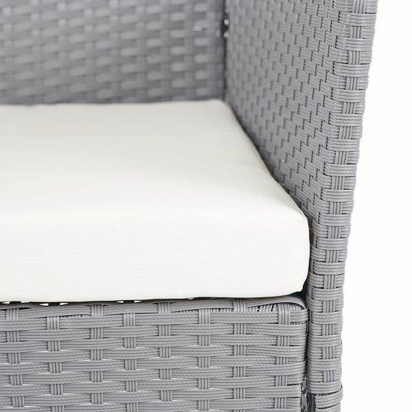 Poly-Rattan Garten-Garnitur HWC-D82, Sitzgruppe Lounge-Set ~ grau mit Kissen creme - Palo24