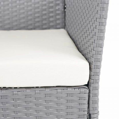 Poly-Rattan Garten-Garnitur HWC-D82, Sitzgruppe Lounge-Set ~ grau mit Kissen creme - Palo24