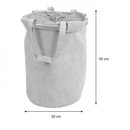 Wäschesammler Wäschekorb Wäschesack Wäschebehälter mit Kordelzug, Henkel 65l ~ beige