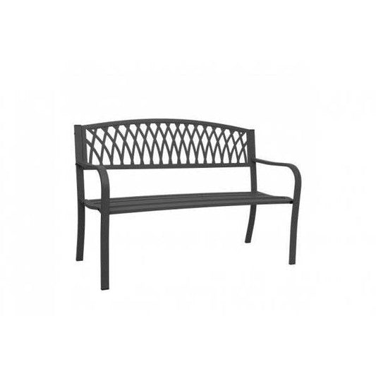 Gartenbank HWC-F45, Bank Parkbank Sitzbank, 2-Sitzer pulverbeschichteter Stahl ~ schwarz - Palo24