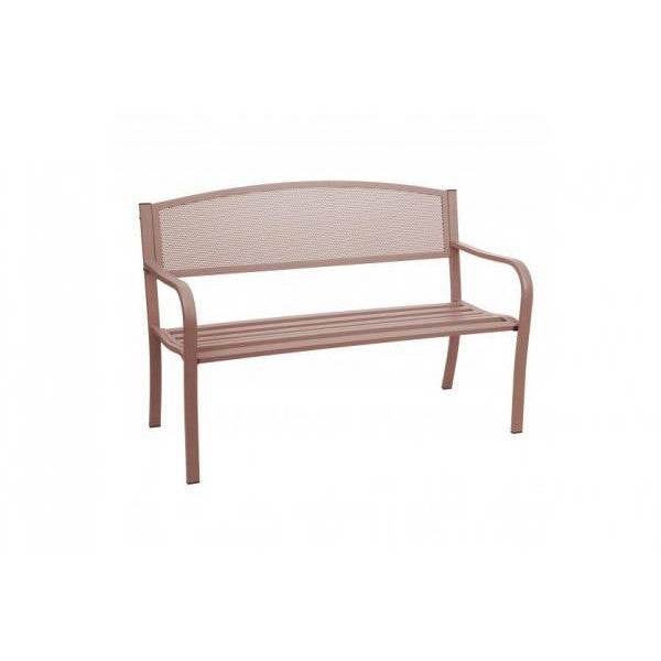 Gartenbank HWC-F52, Bank Parkbank Sitzbank, 2-Sitzer pulverbeschichteter Stahl ~ braun - Palo24