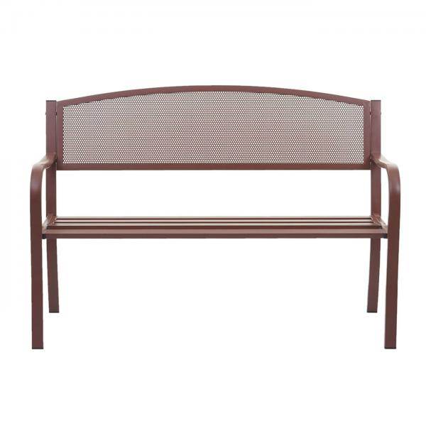 Gartenbank HWC-F52, Bank Parkbank Sitzbank, 2-Sitzer pulverbeschichteter Stahl ~ braun - Palo24