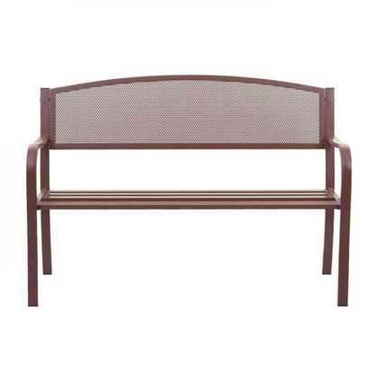 Gartenbank HWC-F52, Bank Parkbank Sitzbank, 2-Sitzer pulverbeschichteter Stahl ~ braun - Palo24