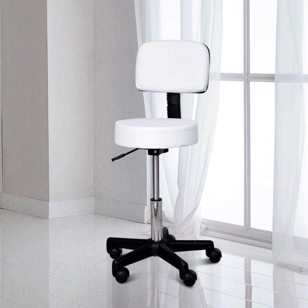 Rollhocker Höhenverstellbarer Arbeitshocker mit Lehne Weiss - Palo24