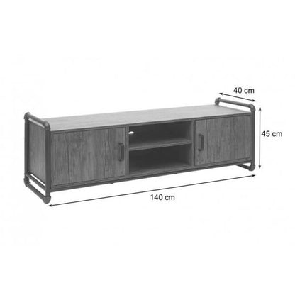 TV-Rack Fernsehtisch Lowboard, Industrie-Design 3D-Struktur Staufach braun