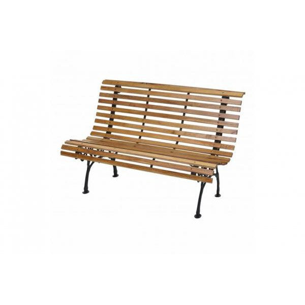 Banc de jardin HWC-F97, banc de parc banc en bois, bois de fonte 2 places 122cm 22kg ~ marron clair