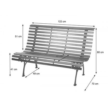 Gartenbank HWC-F97, Sitzbank Parkbank Holzbank, 2-Sitzer Gusseisen Holz 122cm 22kg ~ hellbraun