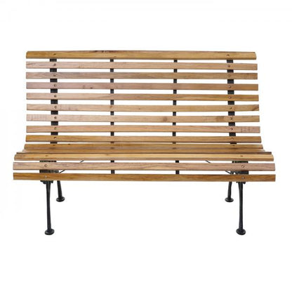 Banc de jardin HWC-F97, banc de parc banc en bois, bois de fonte 2 places 122cm 22kg ~ marron clair