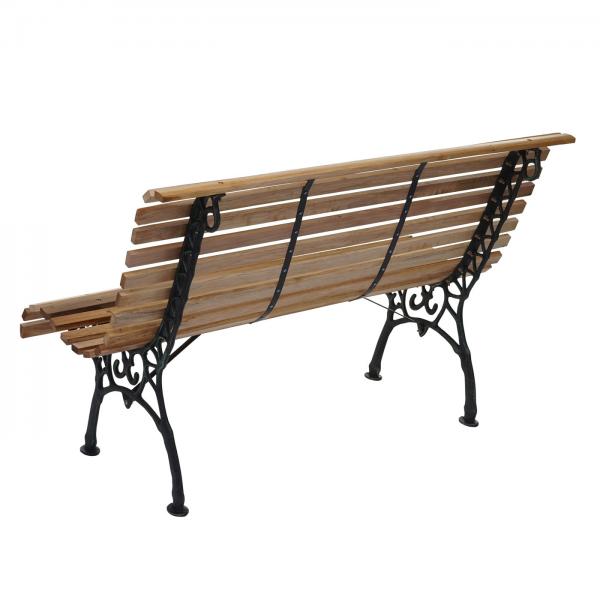 Banc de jardin HWC-F97, banc de parc banc en bois, bois de fonte 2 places 122cm 22kg ~ marron clair