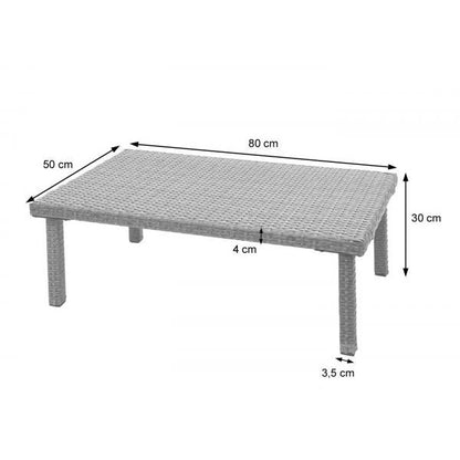 Table basse en polyrotin HWC-G16, table de jardin, table de balcon, table de salon, restauration 80x50cm ~ noir