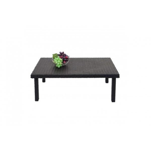 Table basse en polyrotin HWC-G16, table de jardin, table de balcon, table de salon, restauration 80x50cm ~ noir