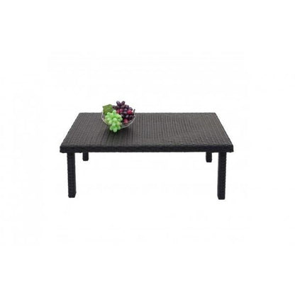 Table basse en polyrotin HWC-G16, table de jardin, table de balcon, table de salon, restauration 80x50cm ~ noir