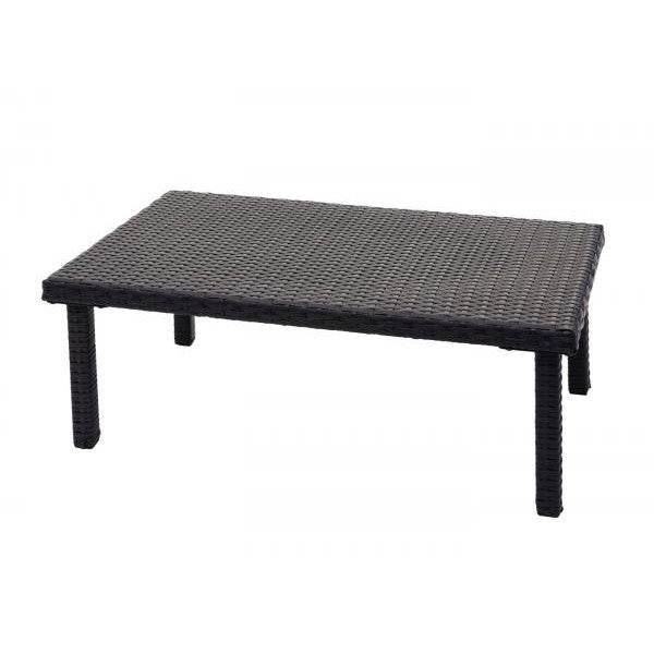 Table basse en polyrotin HWC-G16, table de jardin, table de balcon, table de salon, restauration 80x50cm ~ noir