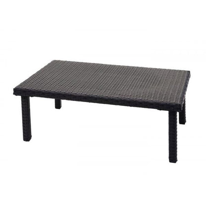 Tavolino da caffè in polyrattan HWC-G16, tavolo da giardino, tavolo da balcone, tavolo da salotto, catering 80x50cm ~ nero