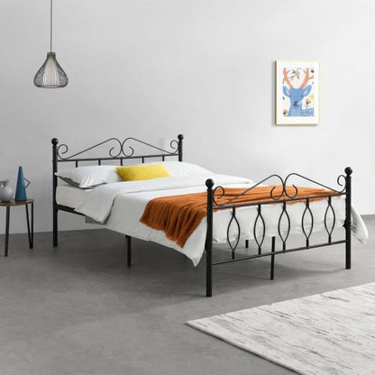 Letto in metallo Finse 140x200 cm Nero