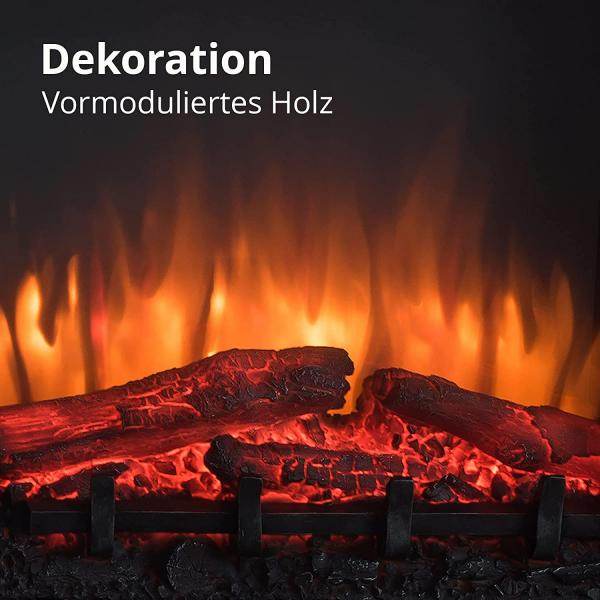 BALDERIA Elektrokamin Ladina 3D-Flammeneffekt Elektro Heizung 2000W Weiss - Palo24