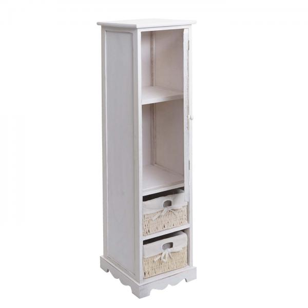 Badezimmerkommode Badschrank Badregal, 120x27x29cm Massiv-Holz ~ shabby weiss