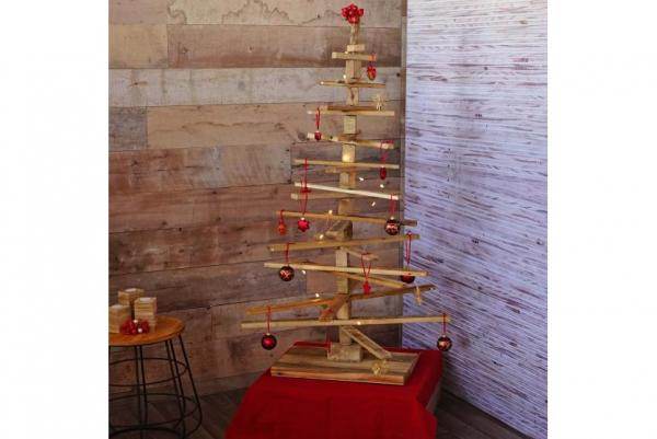 Deko-Weihnachtsbaum 3D-Christbaum Weihnachtsdekoration, Shabby-Look Tannenholz verstellbar - Palo24