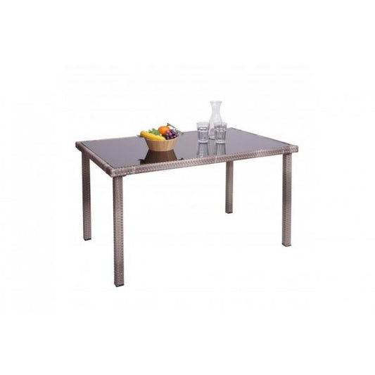 Poly-Rattan Tisch HWC-G19, Gartentisch Balkontisch, 120x75cm ~ grau-braun