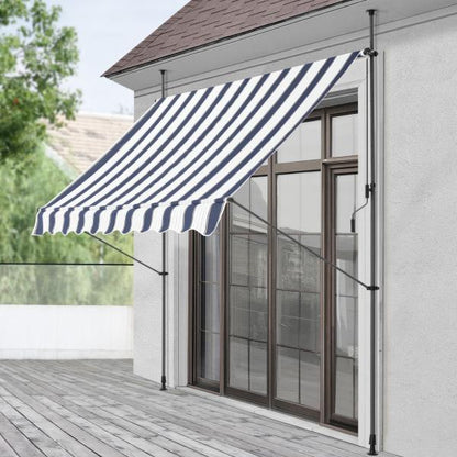 Tenda da sole a morsetto 300x120x200-300cm senza foratura blu scuro / strisce bianche