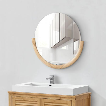 Miroir mural Atri rond naturel avec cadre 61x64cm