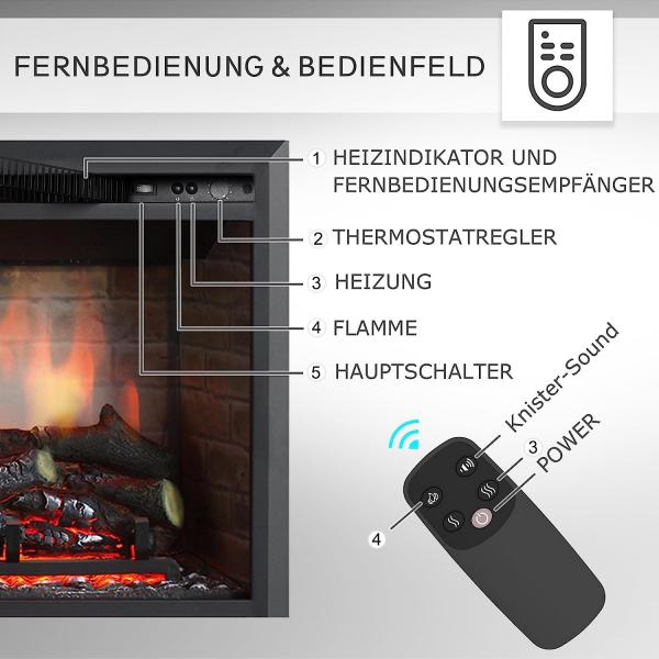 BALDERIA Calida 30" Elektrischer Einbaukamin 3D-Flammeneffekt 2000W - Palo24
