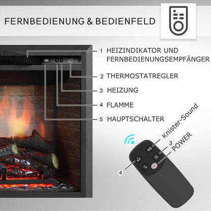 BALDERIA Calida 30" Elektrischer Einbaukamin 3D-Flammeneffekt 2000W - Palo24
