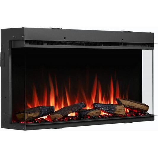 Cheminée électrique CrownFlame - Cheminée encastrable "Athena 36" avec chauffage et fonction crépitement effet flamme 3D - noir