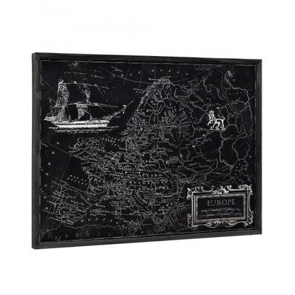 Tableau mural 80x60cm Carte de l'Europe Carte du monde Tableau en aluminium ENCADRÉ