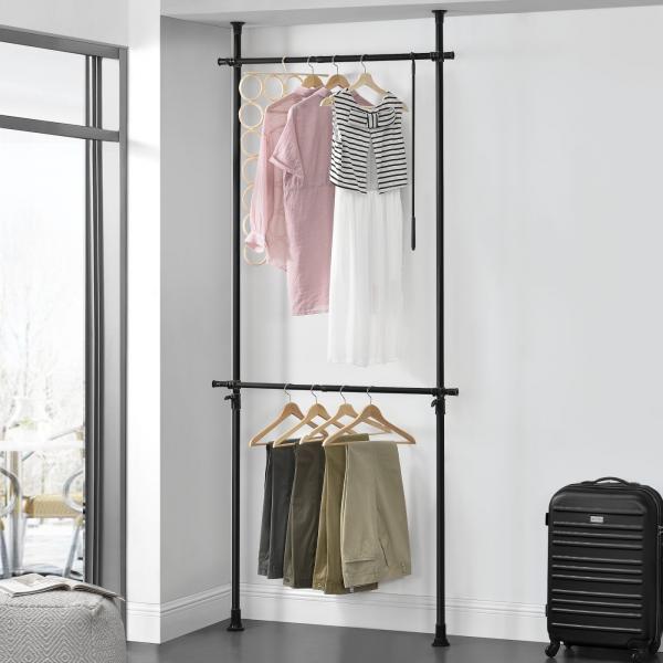 Teleskopgarderobe Kemi mit 2 Garderobenstangen 75 - 115 cm