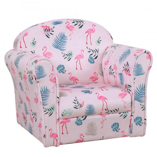 Kindersofa Mini-Sofa-Sessel mit rutschfeste Füsse Rosa Flamingomuster Polyester