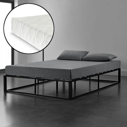 Letto in metallo Kreta 140x200 cm con materasso in schiuma fredda Nero