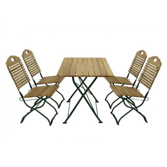 Kurgarten - Set BAD TÖLZ, 5 pièces, acier plat vert + robinier, pliable