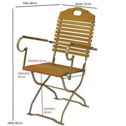 Kurgarten - Sessel BAD TÖLZ, Flachstathl verzinkt + Robinie, klappbar