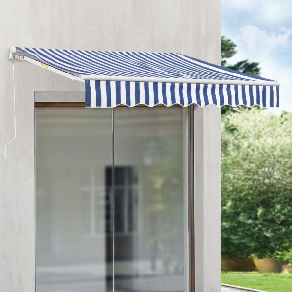 Tenda da sole a braccio articolato Bitonto 300x250cm con manovella Blu/Bianco