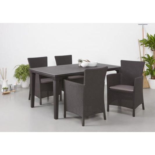 Set da 9 pezzi Gruppo di sedute sedia da pranzo Napoli+tavolo Genoa grafite/grigio chiaro