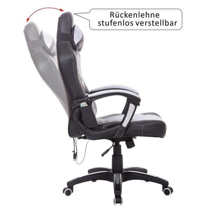 Bürostuhl Gaming Stuhl mit Massage- und Wärmefunktion schwarz-weiss