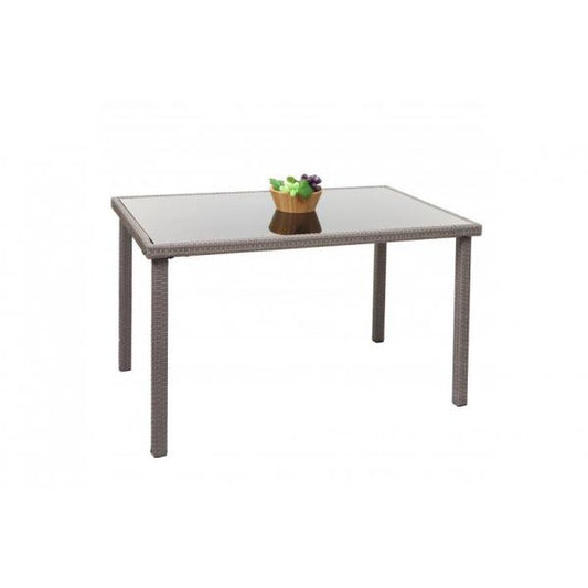 Poly-Rattan Tisch HWC-G19, Gartentisch Balkontisch, 120x75cm ~ grau